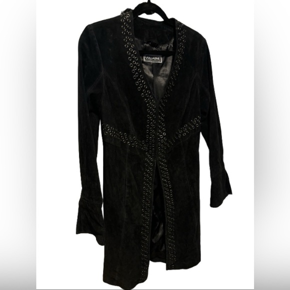 Black Women's Suede Jacket with Studded Detailing - Picture 2 of 12
